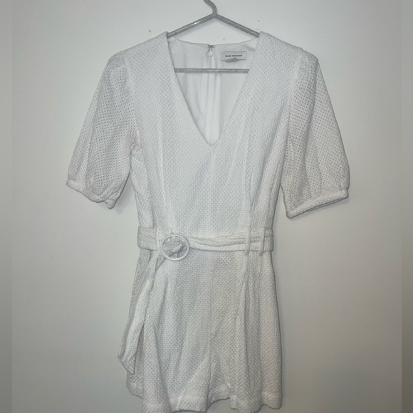 Club Monaco Womens Belted Puff Sleeve Eyelet Romper White size 4 - Bride/party - Picture 12 of 14
